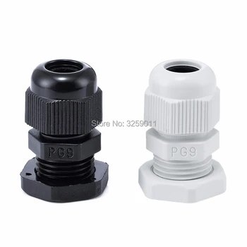 

100PCS Cable Glands PG9 Black White Waterproof Adjustable Nylon Connectors Joints With Gaskets 4-8mm For Electrical Appliances