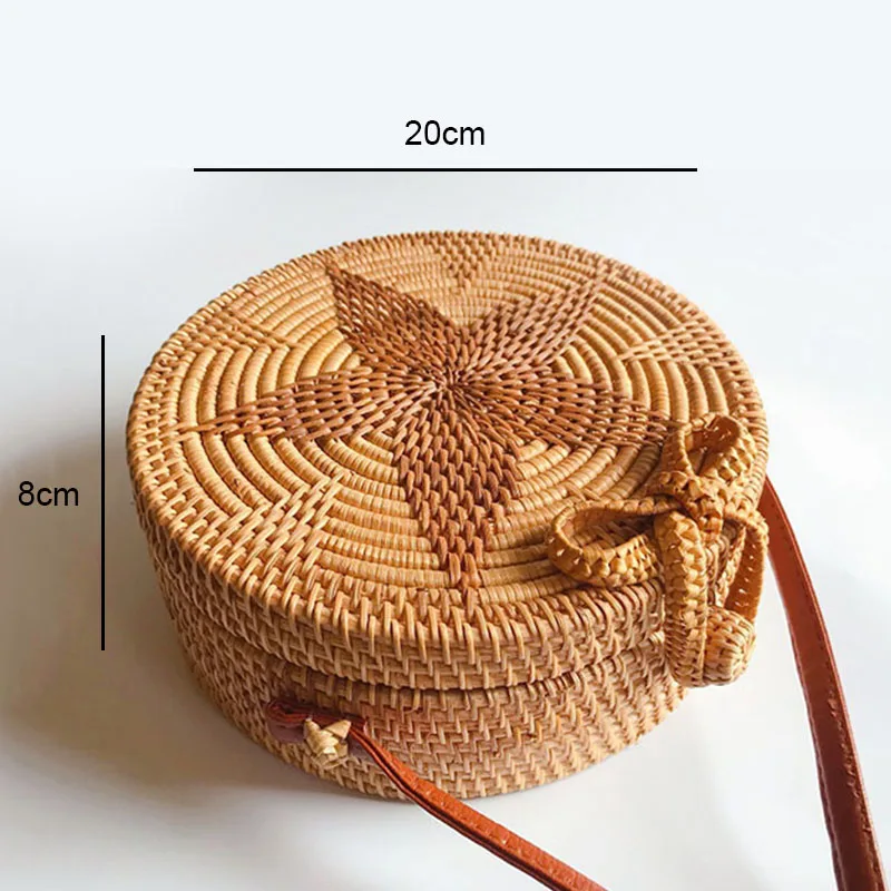 2022 Women Straw Bags Round Woven Handmade Ladies Design Summer Beach Circle Bohemia Rattan Cross Body Shoulder Bag New Fashion 