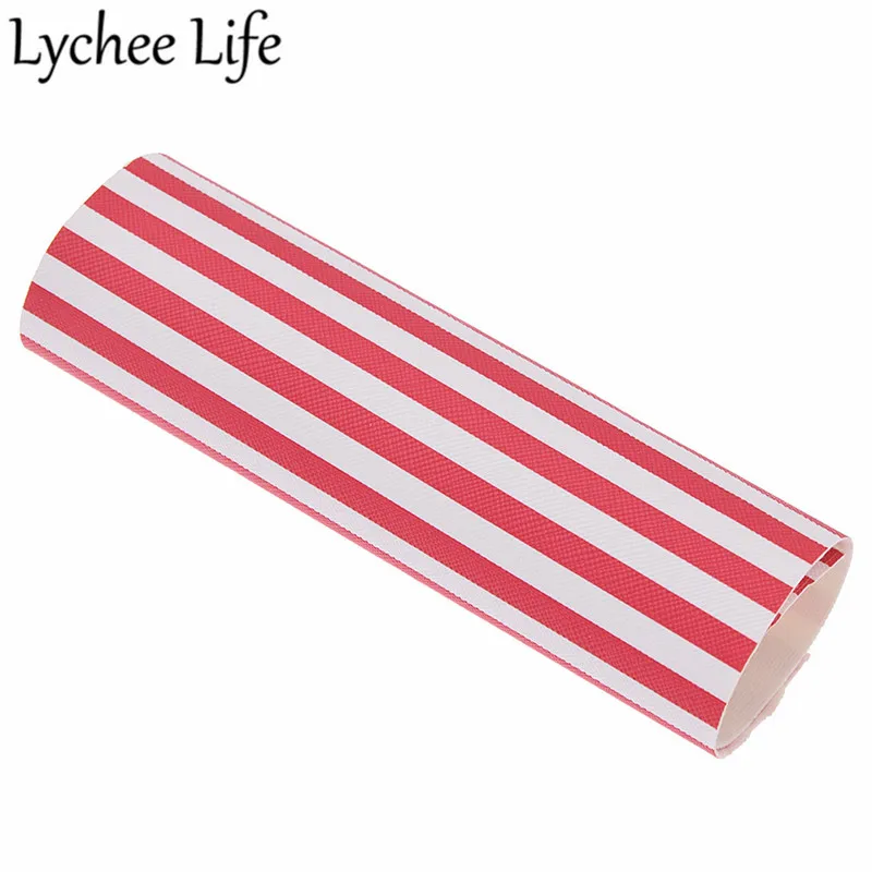 Lychee Life в полоску с принтом искусственная кожа ткань PU A4 21X15 см Ткань DIY Современная домашняя одежда текстиль швейная ткань аксессуары