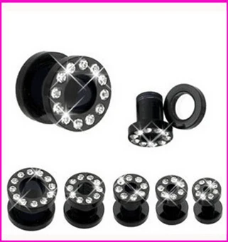 

Beautifully set with crystal Ear Plugs Flesh Tunnels,Acrylic Earring Hollow Expander Ear Gauges Kit,Piercing Jewelry 3MM - 12MM