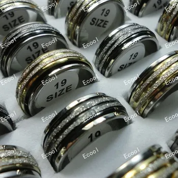 

15pcs wholesale jewelry ring Mixed lots pretty scrub&spin women men stainless steel rings LB307 free shipping