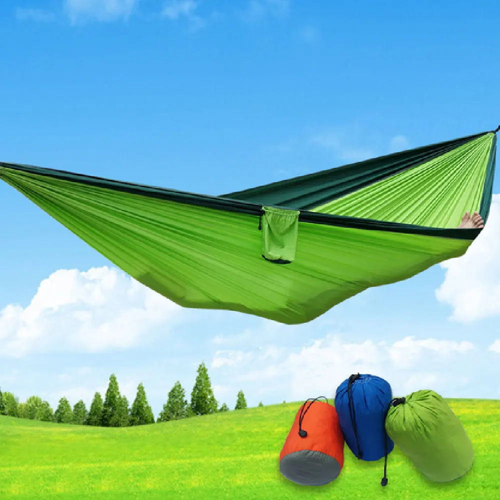 

210 x 140 cm 2 People Portable Parachute Hammock Camping Survival Garden Flyknit Hunting Leisure Hamac Travel Double Person Hama