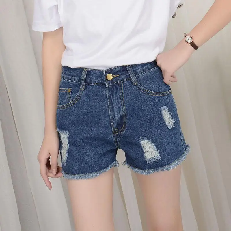 Модные дырявые женские джинсы, новые бренды, летние короткие штаны, джинсовые тонкие свободные джинсы Харадзюку с кисточками - Цвет: wangs225