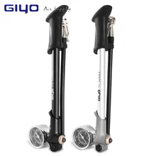 GIYO Bomba de Bicicleta Con Manómetro De Alta Presión Mini Bomba De Mano manguera de Aire Schrader Ciclismo Fietspomp Tenedor Choque Neumático De La Bici bomba