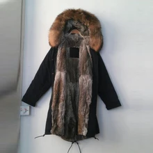 Парка из натурального кроличьего меха для дам, зимняя одежда, черная/армейская зеленая зимняя куртка Mr Mrs, одежда унисекс