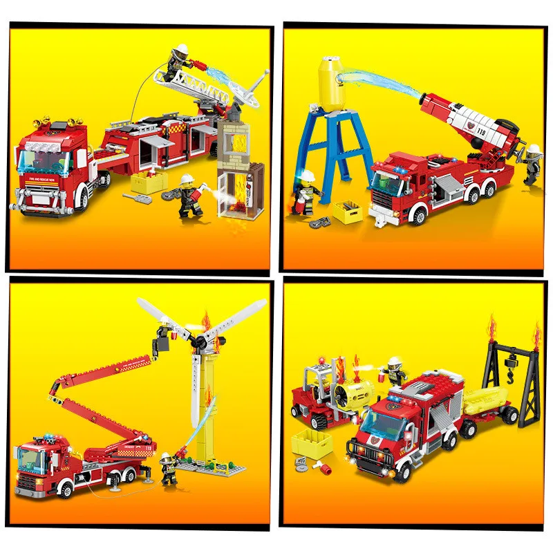 Preise 400 + PCS Brandbekämpfung Lkw Rettungs Auto Bausteine Kompatibel Legoingly Stadt Feuerwehrmann Figuren Kinder Spielzeug