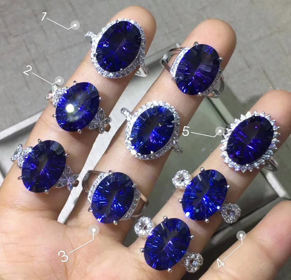 Женское кольцо из серебра 925 пробы с овальным танзанитом 10 х14 мм|ring size|ring adjustablering