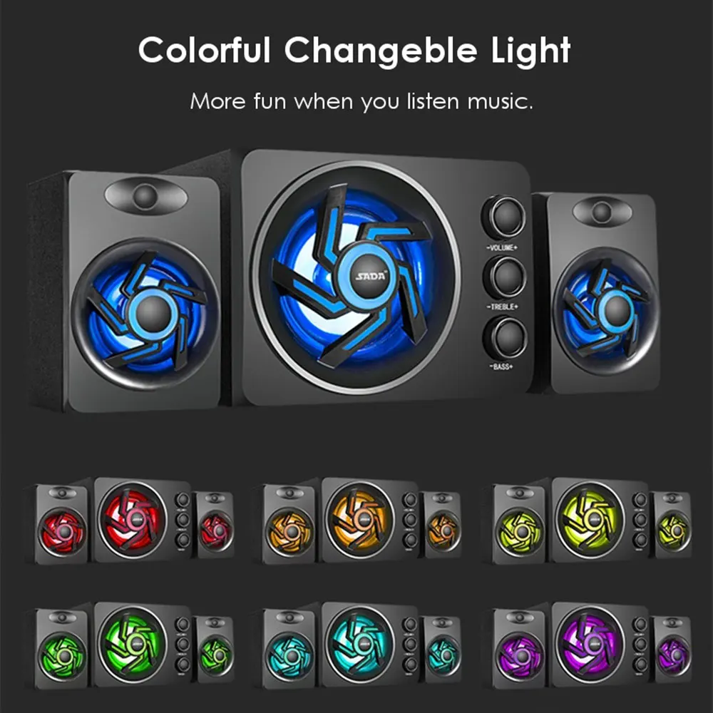 

Computer Speaker Combination Speaker Desktop Speaker Colorful LED Light SADA PC Cellphone