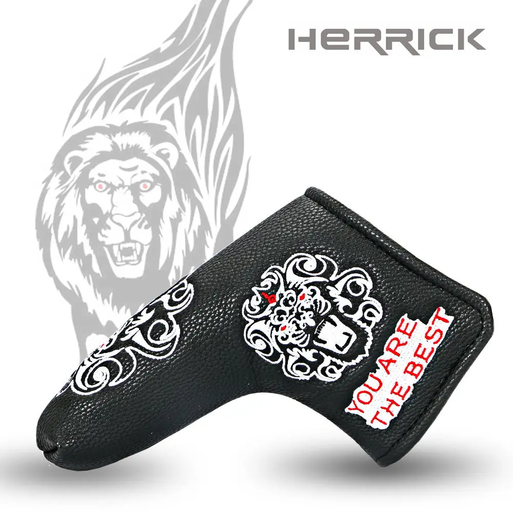 golf Putter Cover Lion's head pattern Headcover with Blade Style white/black to choose free shipping