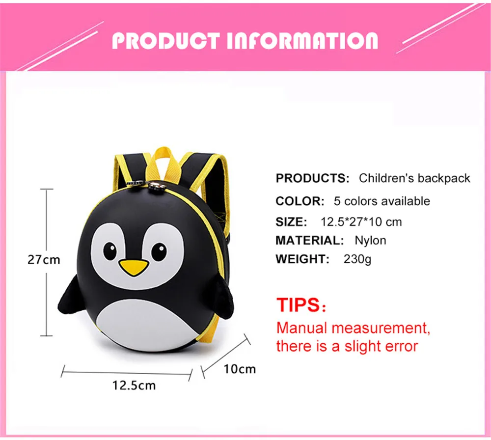 new Penguin Schoolbag Children Backpack Hard Shell Backpack Cartoon Lovely Mini Shoulder Bag Kids Cute boy girl bags