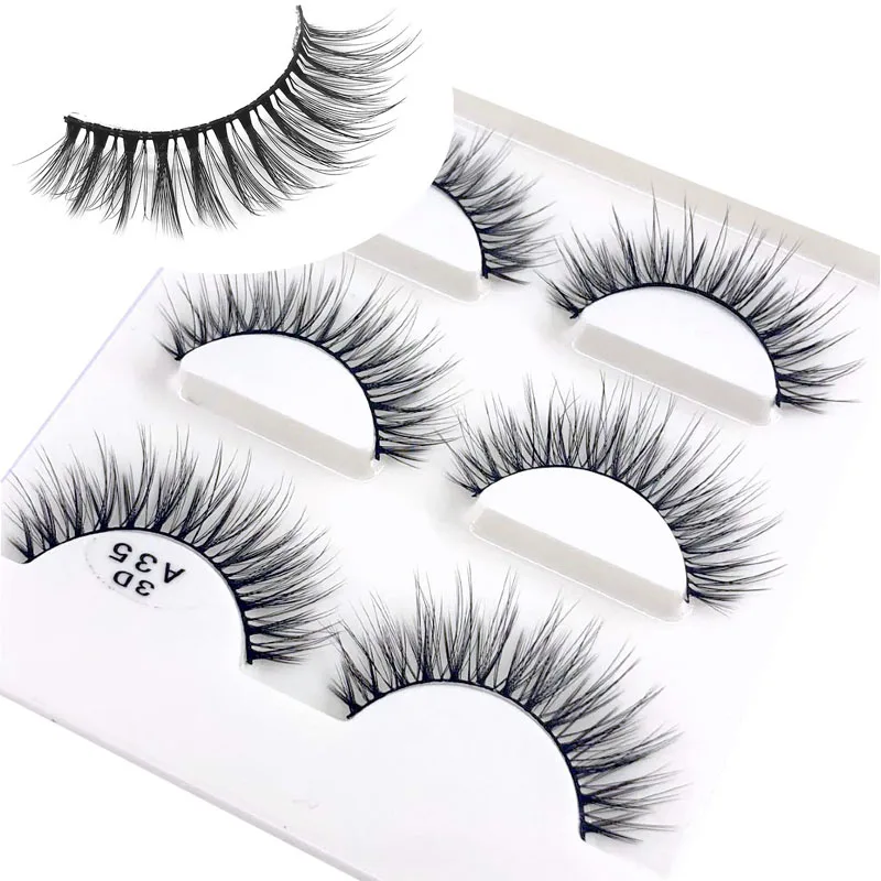 

HBZGTLAD 3d mink eyelashes hand made makeup false eyelash natural long eyelash extension 1 box 3 pairs
