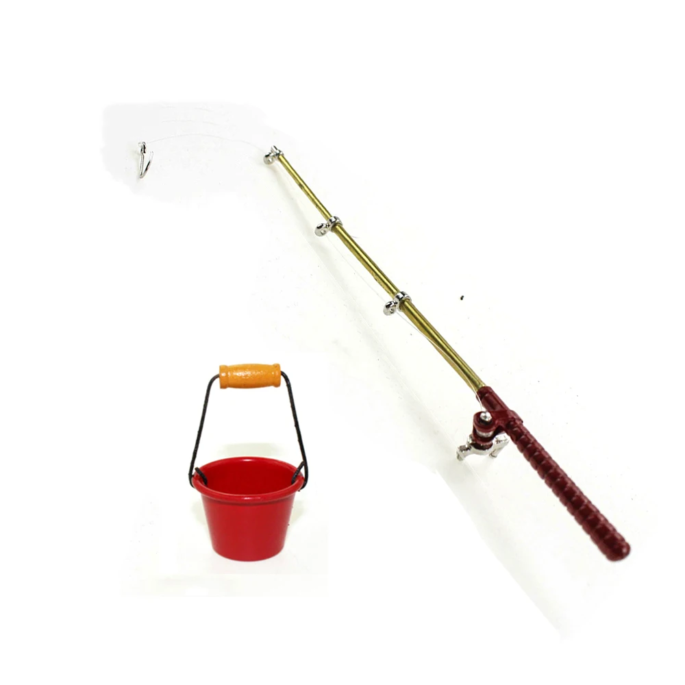 font b RC b font Car Accessories Decoration Mini Fishing Pole with Bucket for 1