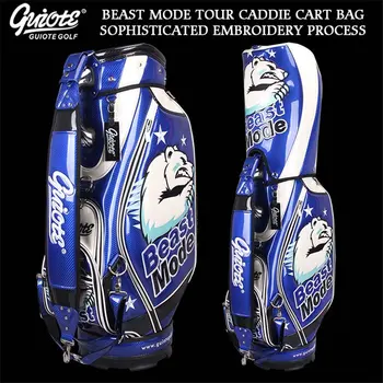 

Beast Mode Golf Caddie Cart Bag PU Leather Standard Golf Tour Staff Bag With Rain Hood 5-way For Men Women