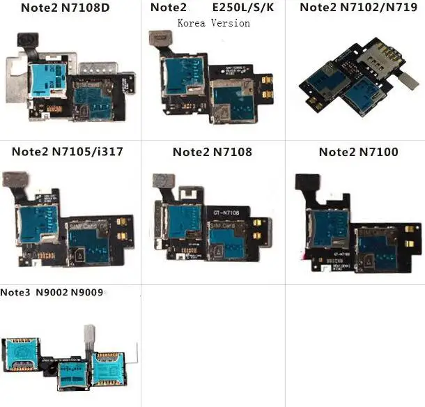 Оригинал для Samsung Note2 3 N7108D E250L N7102/5/8N9002 слот считывания SIM-карт Держатель гибкий