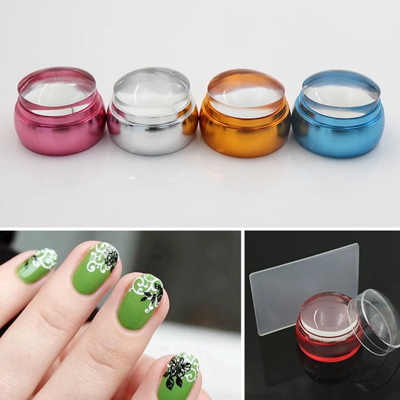 

Clear Chess Silicone Nail Stamper with Scraper Colorful Handle Jelly Nail Stamper Manicure Stamp Template Tools