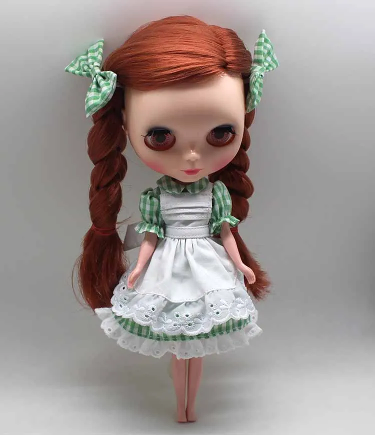 

Clothes For 1/6 Blyth ICY Licca Apron Dress 3 Pieces Dress Apron and Hairdress high quality toy gift