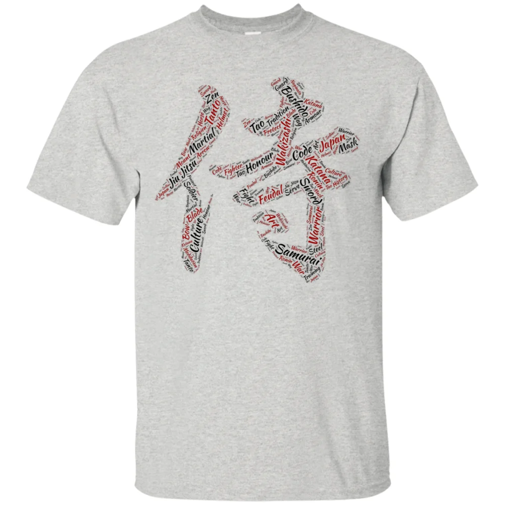 

Samurai Kanji Word Cloud Bushido TShirt Japan Warrior Calligraphy Culture Art Tees For Men