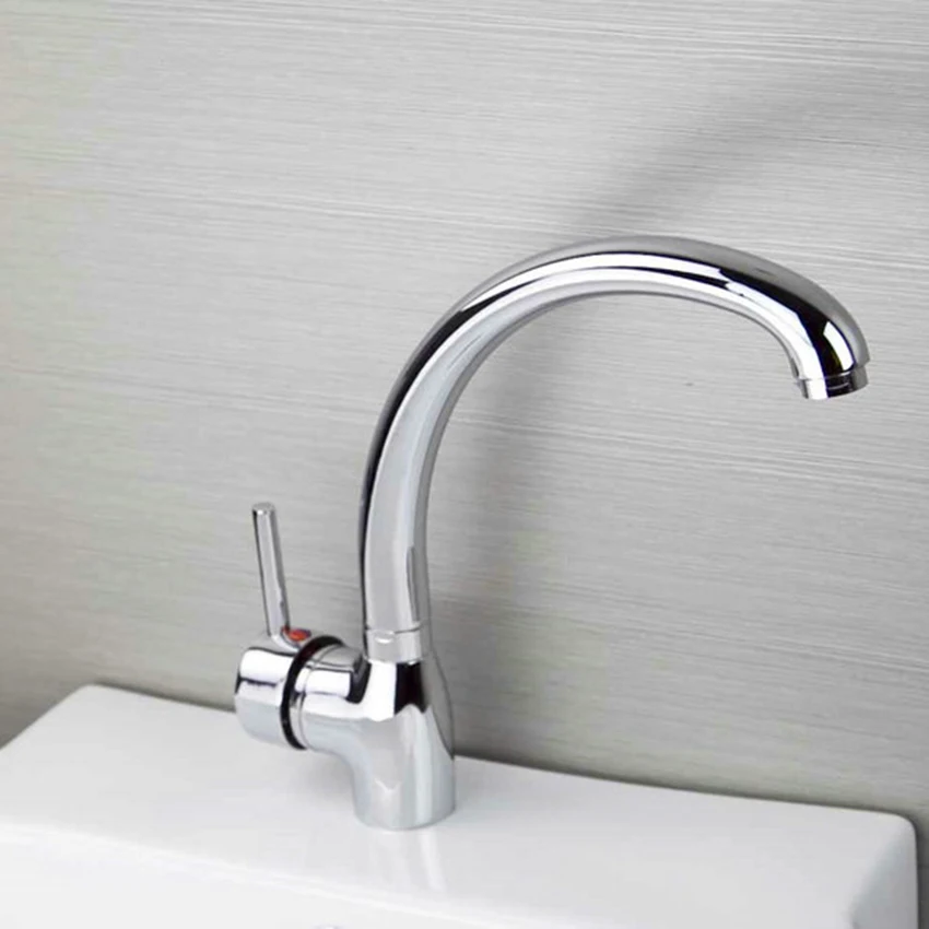 YANKSMART Bathroom Basin Faucet Chrome Polished 360 Degree Swivel Deck