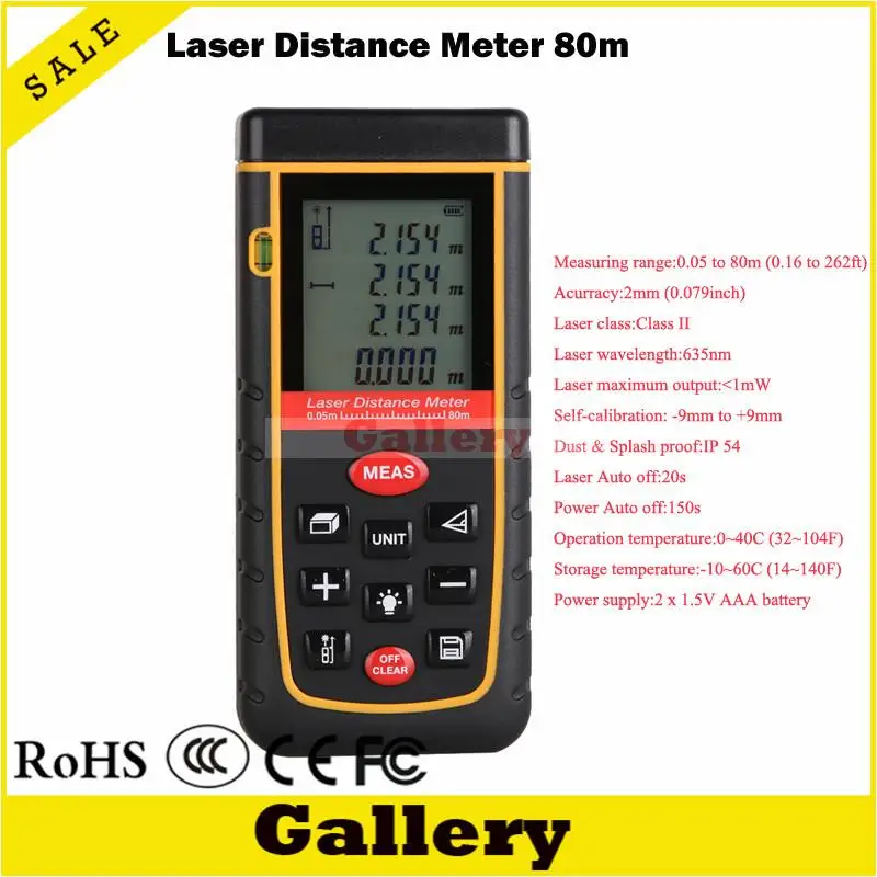 laser meter 0.05M-80M Handheld Digital Laser Distance Meter Range Finder later rangefinder prismaticos Rz80 prismaticos