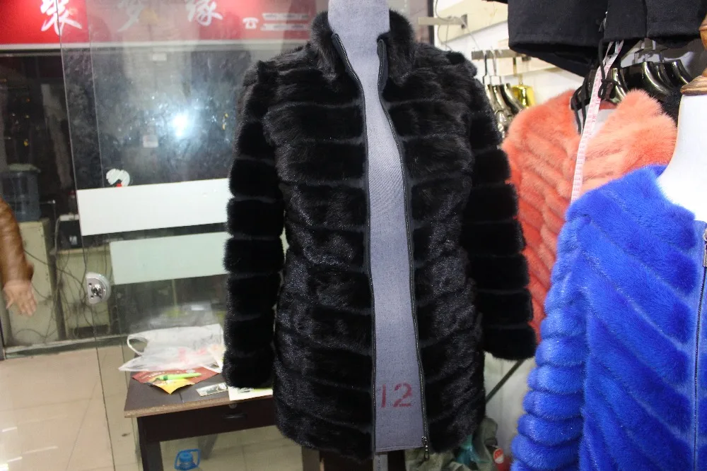 Linhaoshengyue длинный 70 см рукав длинный 60 см модное зимнее меховое пальто из натурального меха норки женское пальто с 5: 2