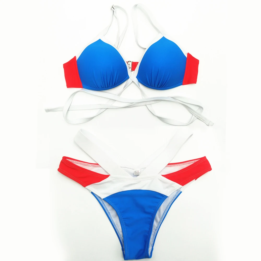 

Sexy Sport 2019 Bikini Women Swimwear Female Swimsuit Two-pieces Bikini Set Ribbed Bather High Cut Thong Bathing Suit Swim Lady