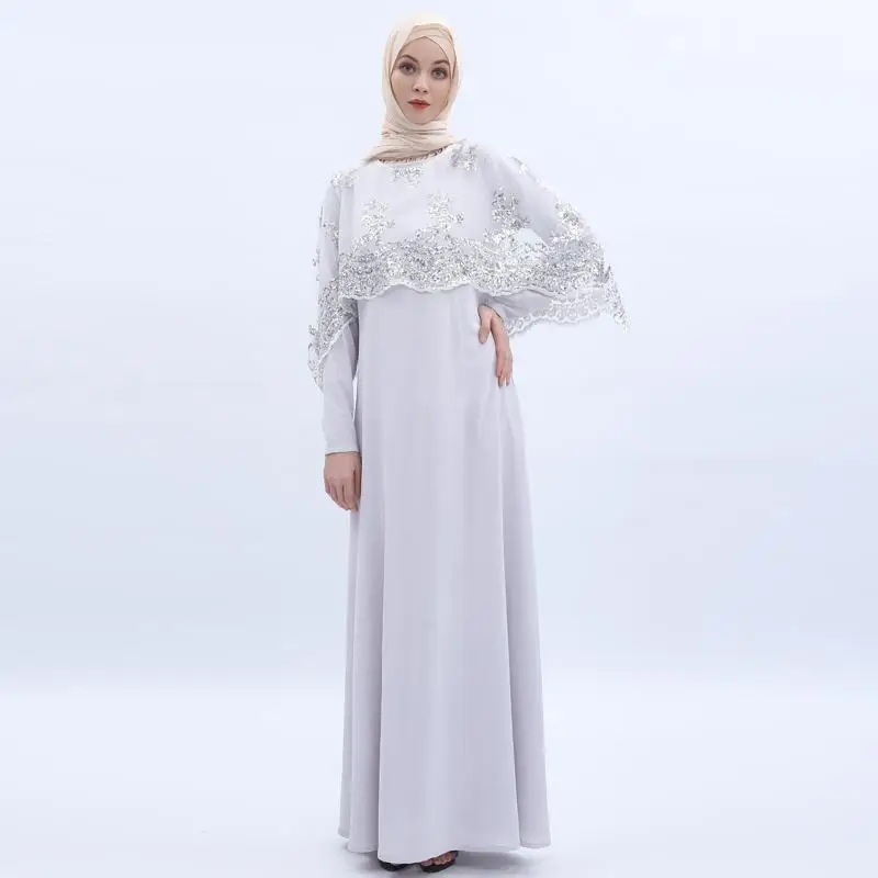 Мусульманское платье с блестками Abaya Дубай комплект из 2 предметов кафтан для