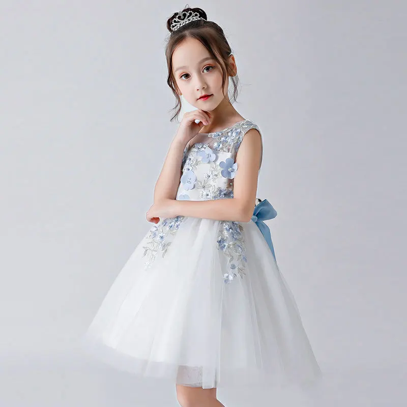 Darlingoddess/роскошные белые фатиновые Платья с цветочным узором для девочек; коллекция года; бальное платье с бисером; детское платье для выпускного вечера; платья для первого причастия