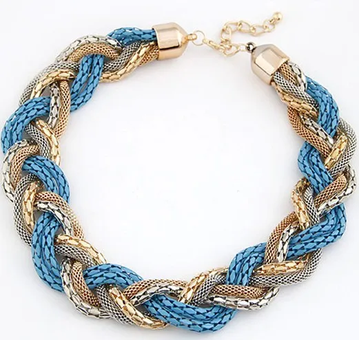 

Wholesale luxurious punk chain necklace 2015 fashion jewelry Bohemian twist chain necklace fashion color mixing