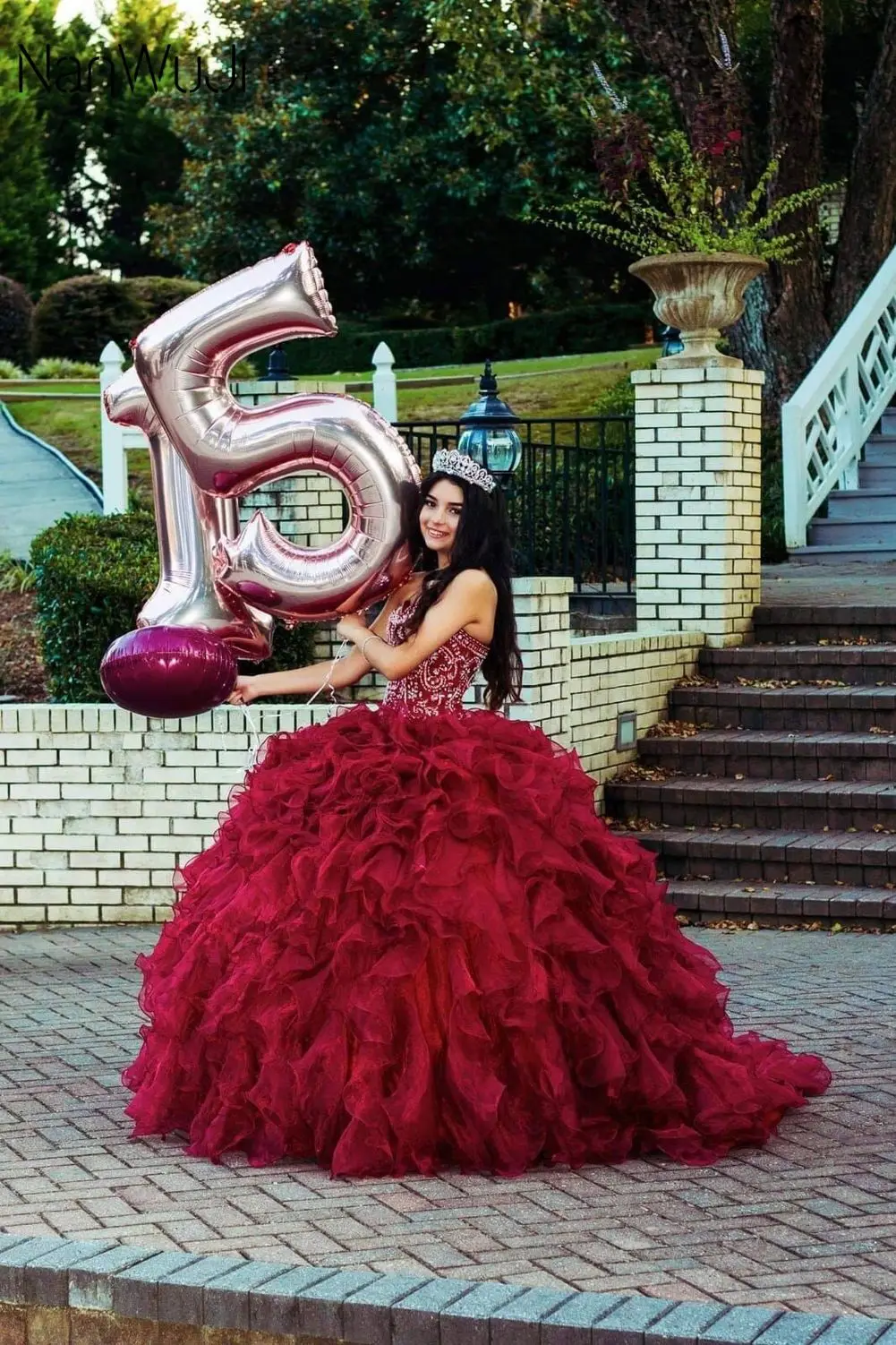 Новинка из дешевых кристаллов бусины бордовые платья Quinceanera 2019 платье для балла маскарада оборками Сладкий 16 платье Vestidos De 15 Anos