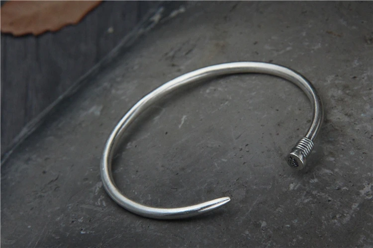Дизайн Таиланд Чиангмай Серебряный браслет ручной работы ногтей стерлингового серебра S925 тайский серебро простой браслет любителей