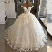 Robe De Mariee Роскошные свадебные платья бальное платье с открытыми плечами кружевные свадебные Платья Vestidos De Noiva