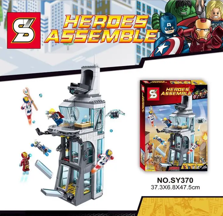 

511Pcs Super Hero Attack on Avenger Tower Marvel Iron Man Base Thor Set Building Blocks KID TOYS Bricks 7114