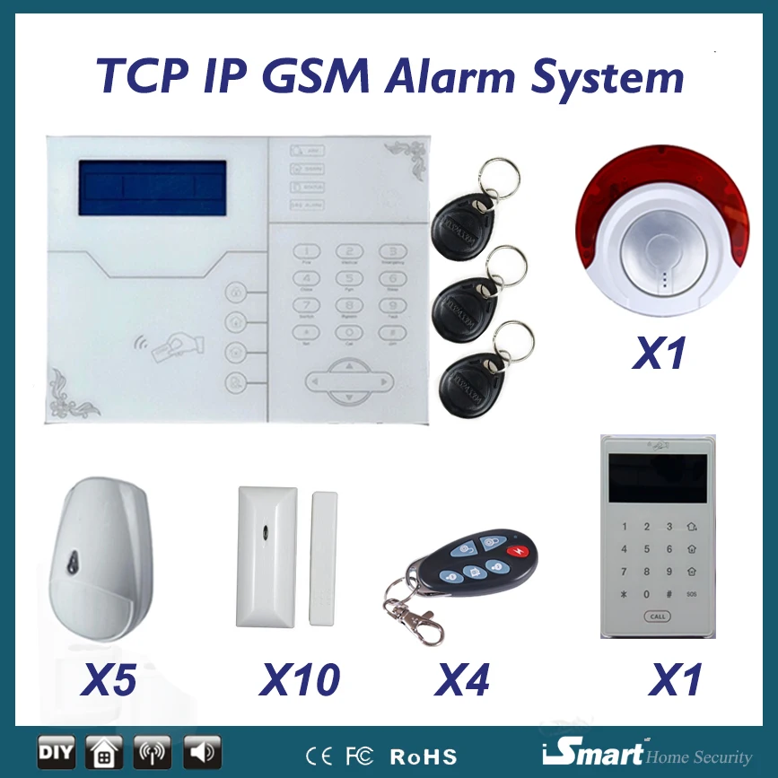 

Emooluxr 2017 GSM Network Alarm with RJ45 Ethernet Port IOS Android APP Remote Control GSM Burglar Home Security Alarm System