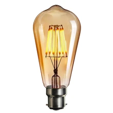 Regulable 6W ST64 Vintage Edison bombilla LED para lámpara B22 jaula Retro COB LED Bombilla 220V decoración del hogar lámpara colgante blanco cálido