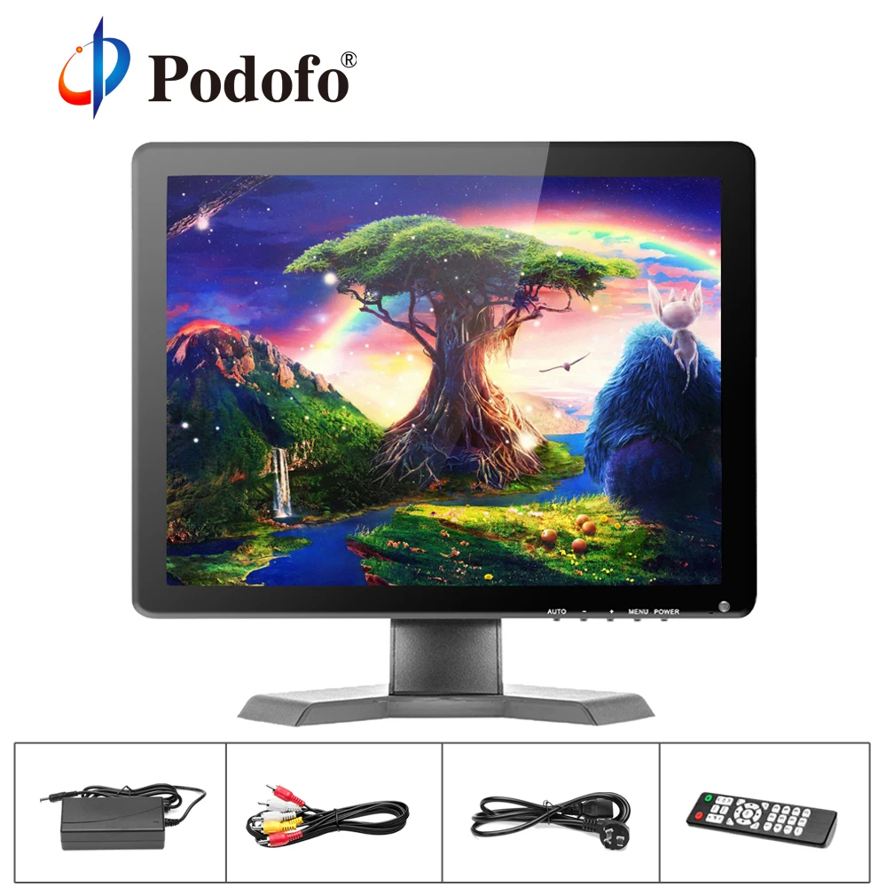 Podofo 1" ips lcd HD монитор ТВ и Компьютерный дисплей 1080P 1024x768 цветной экран камера Видео Безопасность CC tv DVD монитор динамик