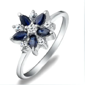 

Anillos Qi Xuan_Dark Blue Stone Flower Rings_Fashion Rings_S925 Solid Sliver Dark Blue Stone Rings_Manufacturer Directly Sales