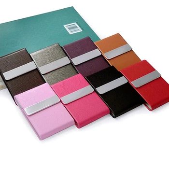 

Coloffice high quality Card Holder Wallet Portable Stainless Steel Card Stock with PU Leather Personalized Gift for Business 1pc