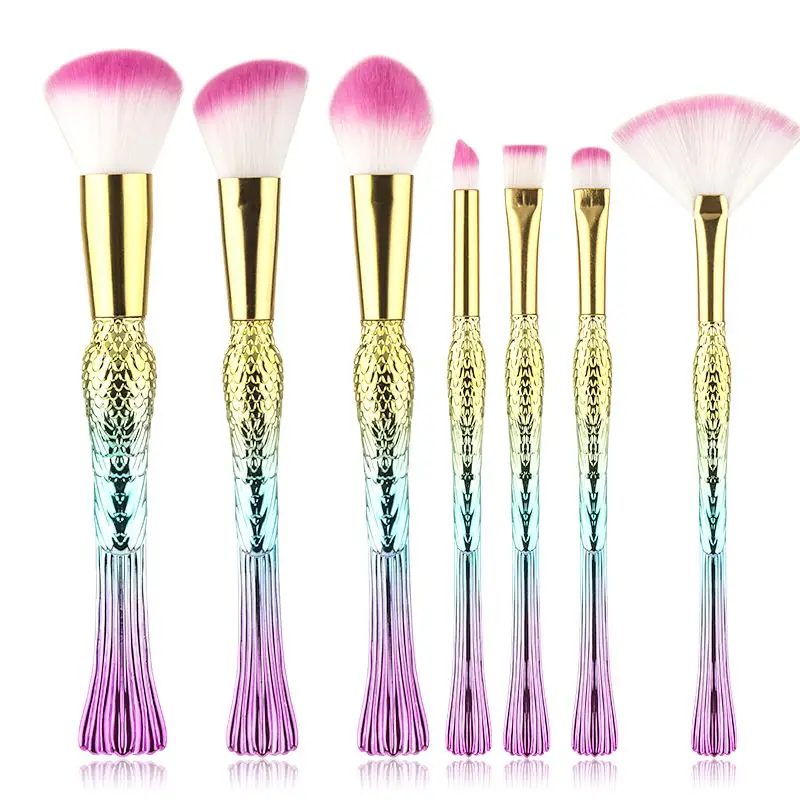 

New Arrival 7pcs set makeup brushes pro Swallowtail Handle beauty tools with Beautiful Make-up Box and a Free Makeup Sponge
