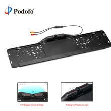Podofo Waterproof European License Plate Frame Rear View Camera Auto Car Reverse Backup Parking Rearvie LED Night Vision