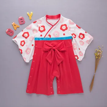 

Infant Baby Girls Flower Kimono Bow Romper Traditional Costumes Japanese Clothes Bebe Recem-nascido Roupas Daddys Girl