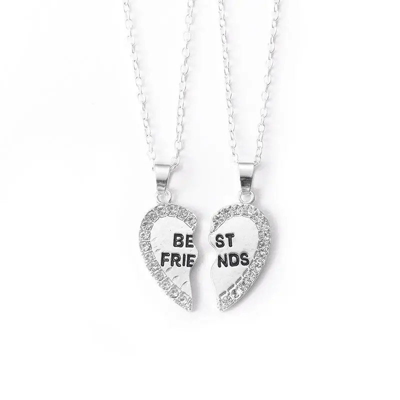 2pcs/set Female Simple Necklace Broken Heart Pendant Chain women's Jewelry Accessories | Украшения и аксессуары