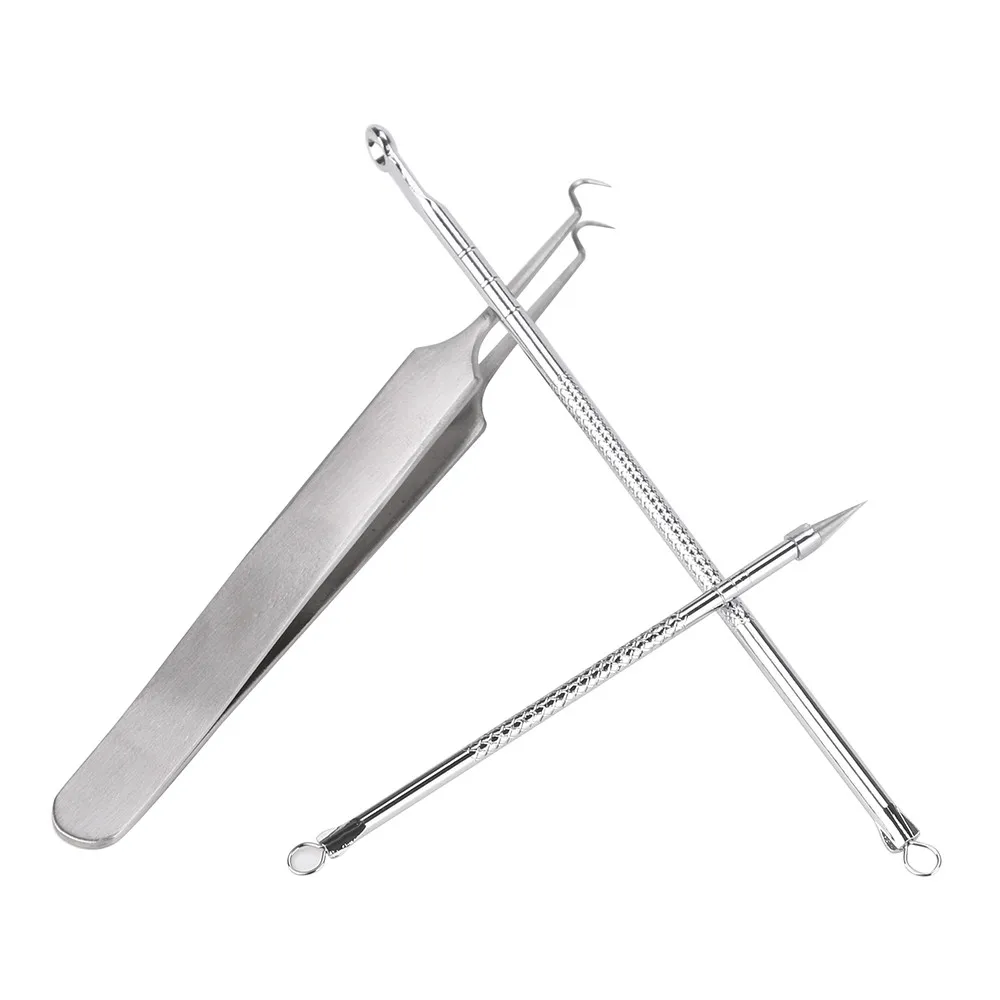 

3 pieces of stainless steel facial blackhead acne point grain remover new arrival tool extractor
