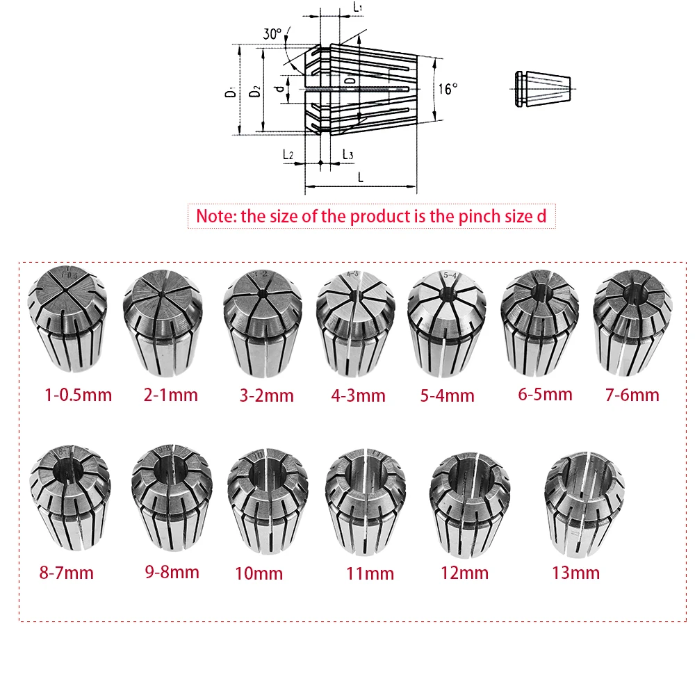 13 шт. набор ER20 1-13 мм пружинный цанговый набор с ЧПУ для гравировки и фрезерования токарного станка держатель инструмента