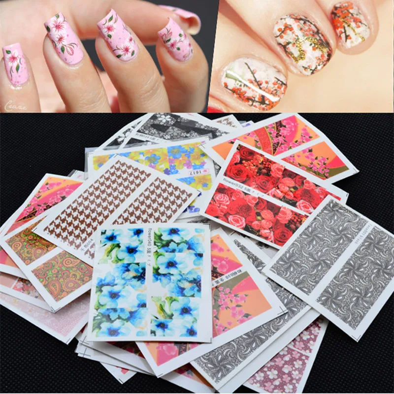 

50 Sheets Flower Water Decal Rose Starry Sky Mixed Manicure Nail Art Transfer Sticker Watermark Decals DIY Nail Art Decoration