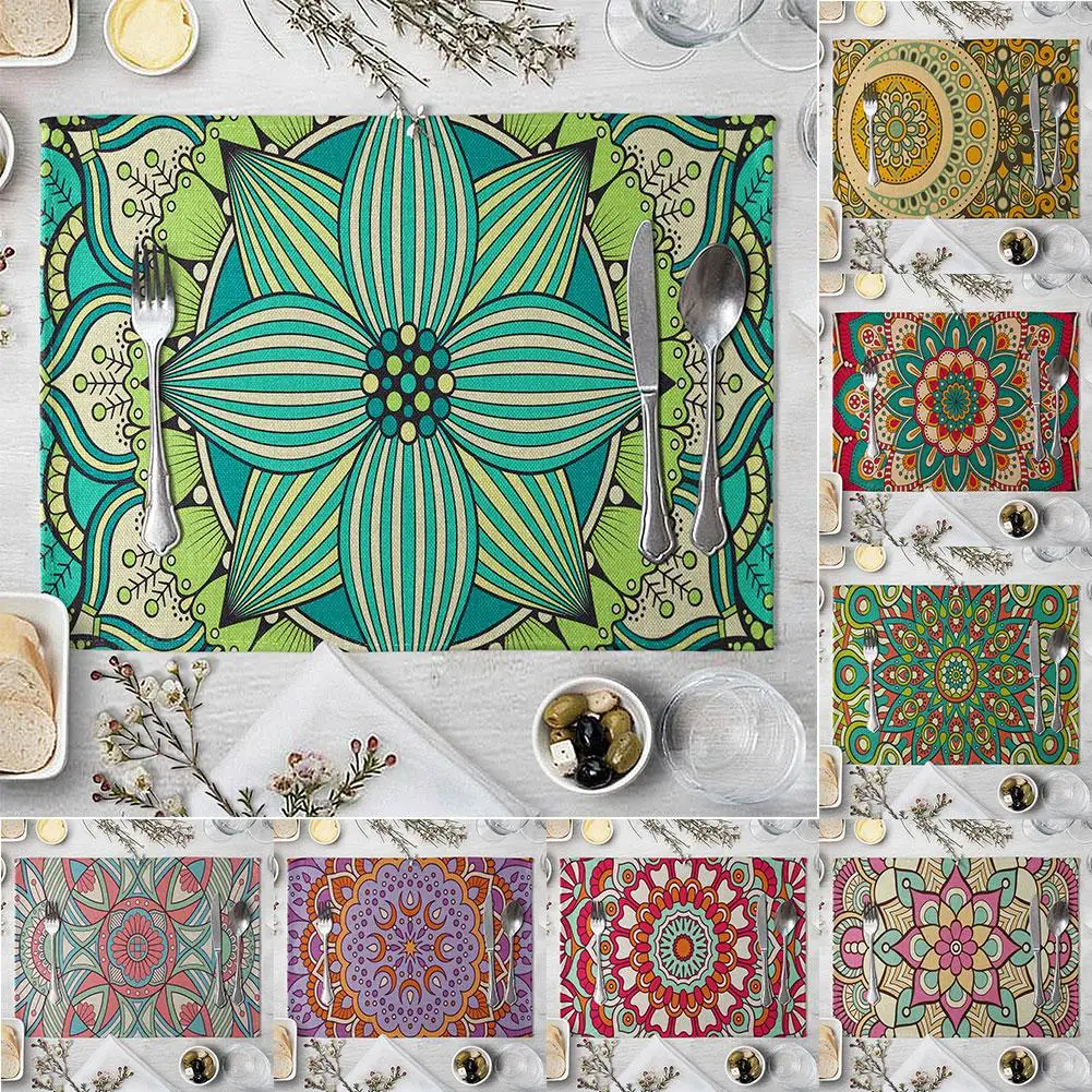 متعدد الألوان زهرة المضادة للانزلاق مكان حصيرة طاولة طعام وسادة كوستر مسند للكوب ديكور