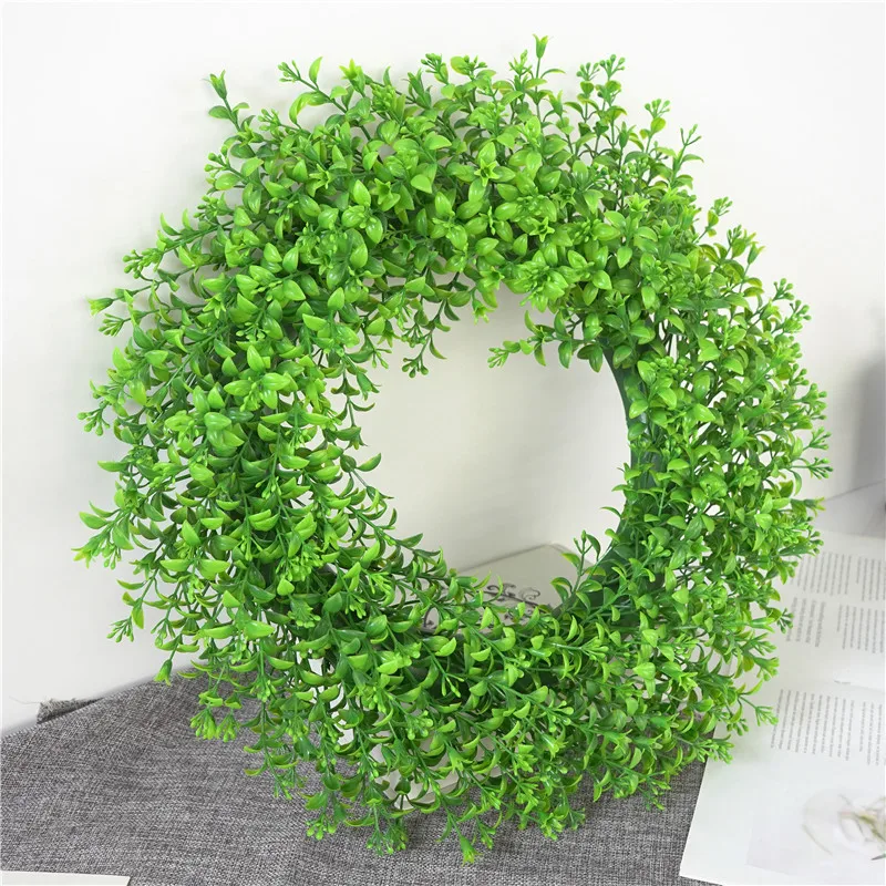 

Artificial Green Leaves Wreath Eucalyptus Milano Grass Wreath Outdoor Green Plant Wreath For Home Shop Front Door Decor