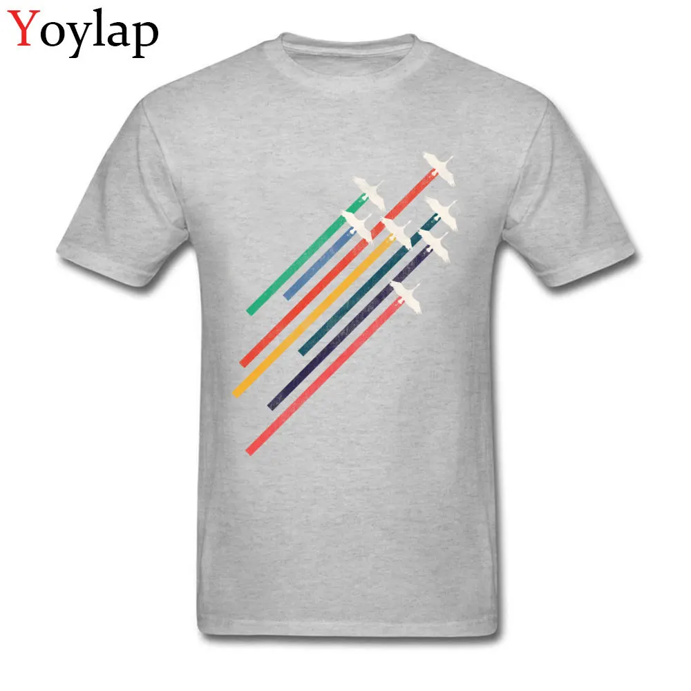 New Design Personalized Short Sleeve Tops Shirts Cranes Autumn Crewneck Cotton Fabric Boy T-shirts Personalized Tee Shirts grey
