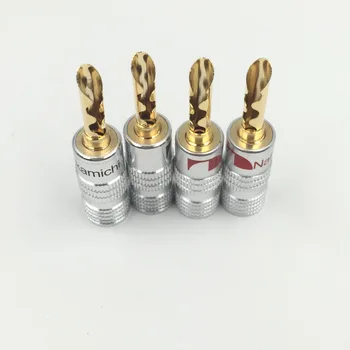 

4pcs Nakamichi 24K Gold Plated Copper BFA 4mm Banana Plug Male Speaker Connector