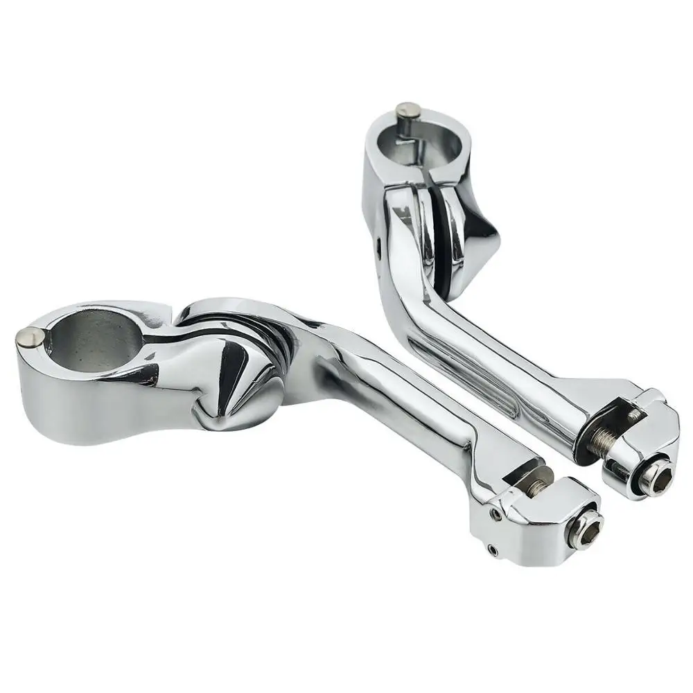 

Chrome 1-1/4 " 32mm Long Angled Highway Foot Peg Mount Clamps Footrest Foot Peg Clamps For Touring Dyna Softail For Honda