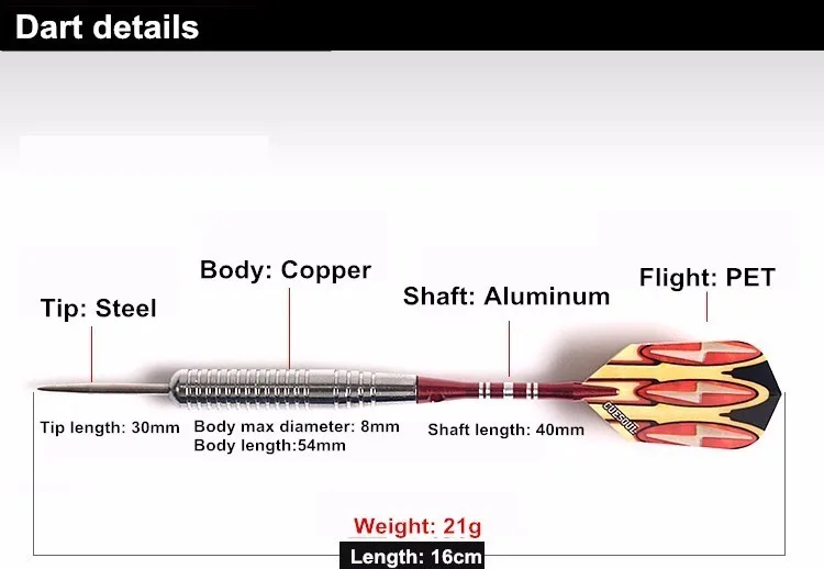 3 шт. Профессиональный Дартс иглы 21 г см 16 см сталь Совет Дартс с медь и алюминий Dardos вал оранжевый полета